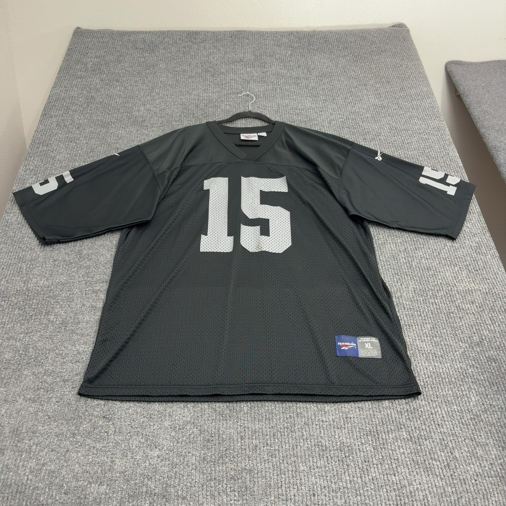 Vintage Raiders Reebok Jersey Men XL Black Nylon Hostetler Sportswear Streetwear